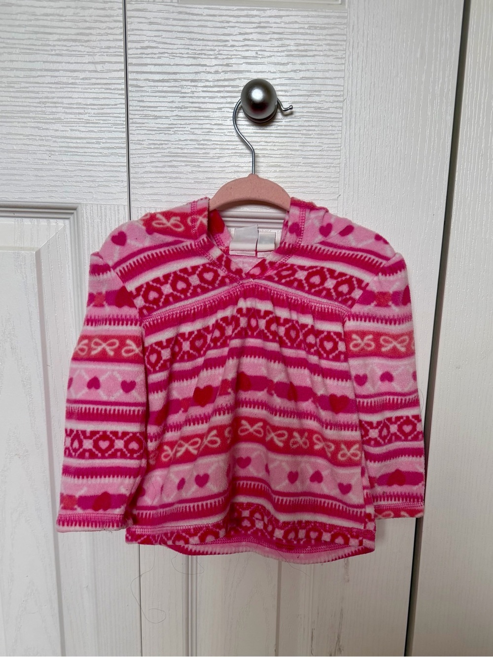 Place Pink Patterned Fleece Hoodie Pullover
